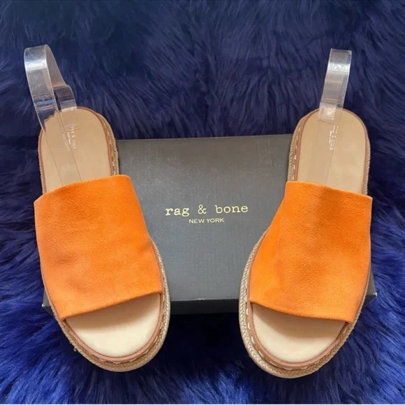 New! RAG & BONE Cairo Suede Flat Slide Sandals - Picture 1 of 10